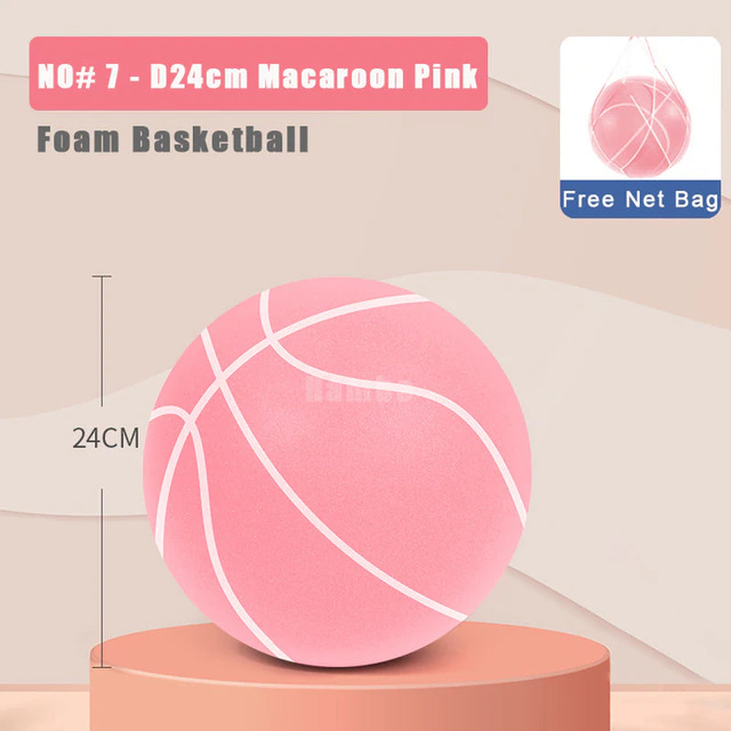 Bouncing Mute Ball Indoor Silent Basketball 24Cm Foam Basketball Silent Soft Ball Size 7 Air Bounce Basket Ball 3/5/7 Sports Toy