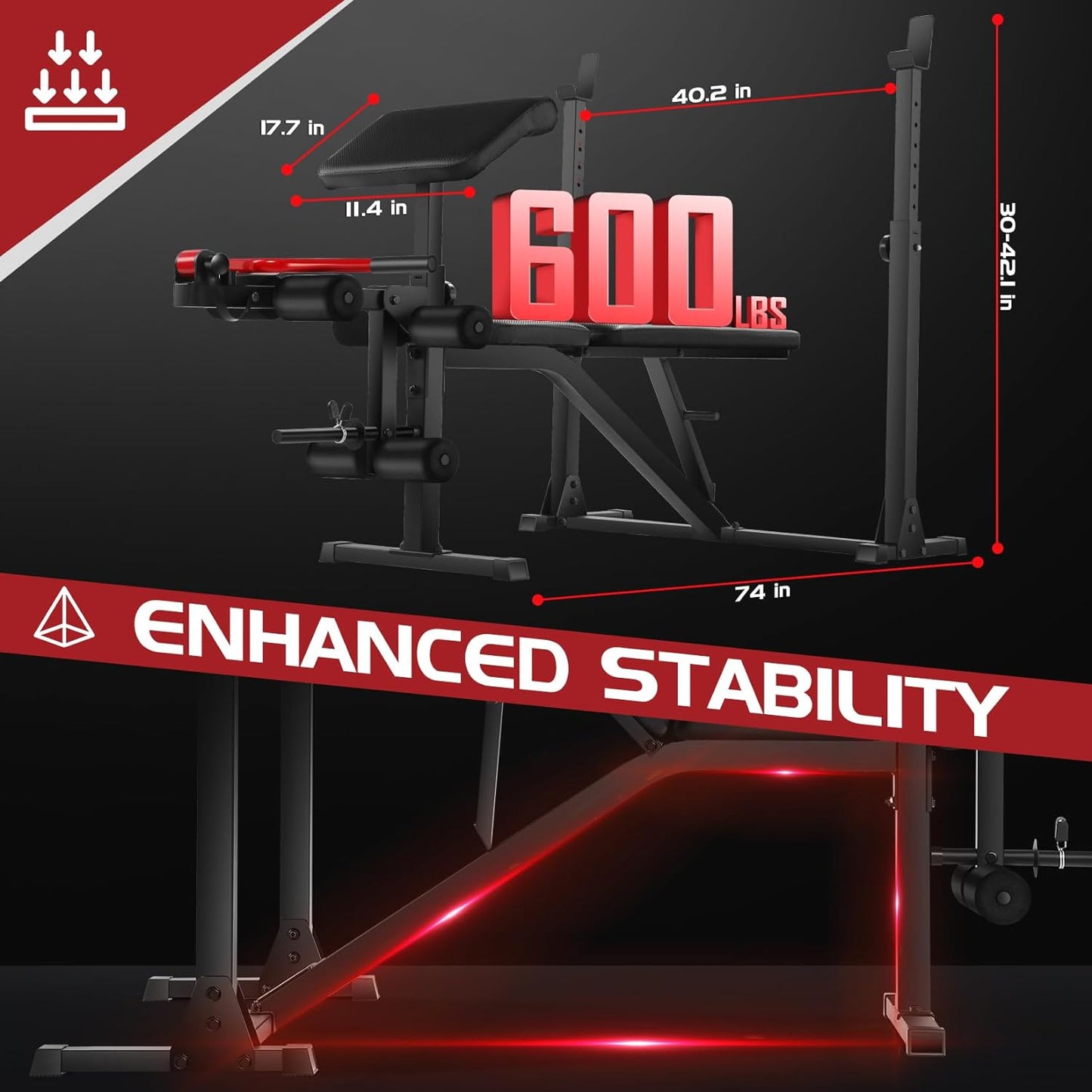 900 LBS Adjustable Weight Bench Set with Squat Rack Preacher Curl Weight Bench with Leg Extension Bench Press Set Sit up Incline Flat Decline Workout Benches for Home Gym Full Body Workout
