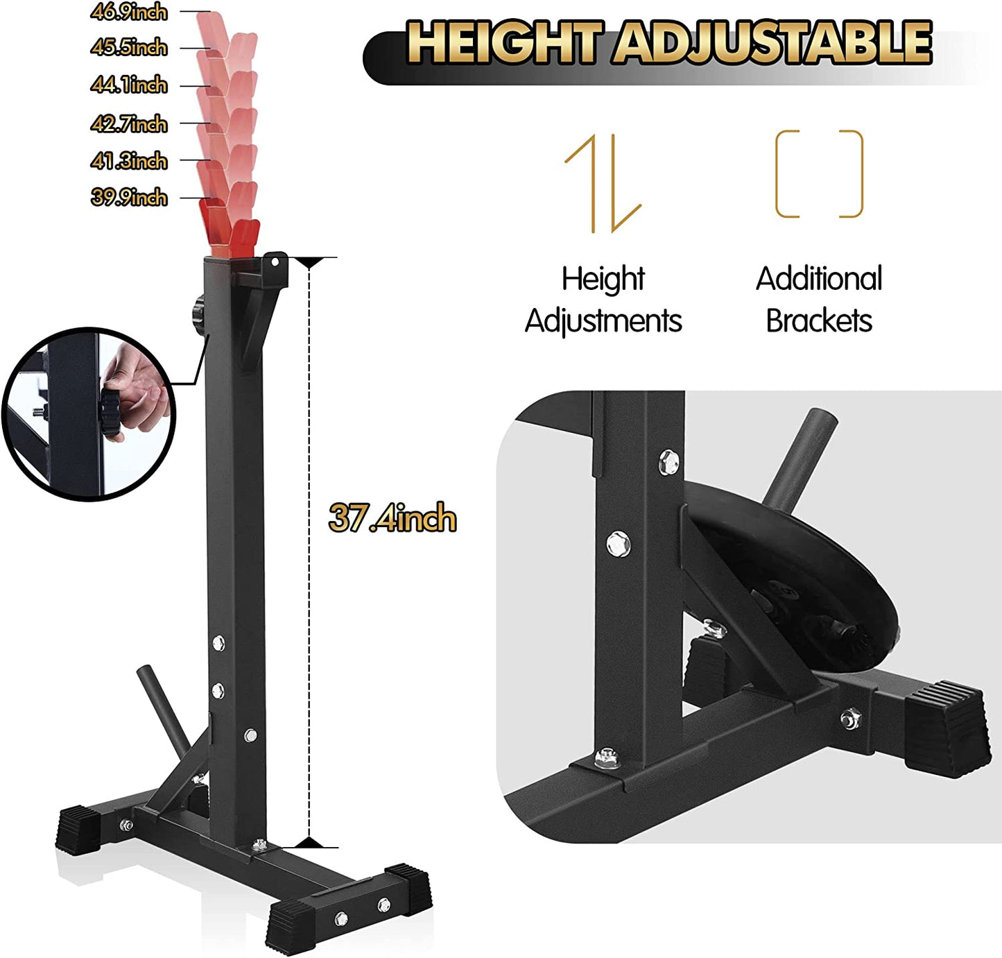 Bench Press,  Olympic Weight Bench with Squat Rack Workout Bench Adjustable Barbell Rack Stand Strength Training Home Gym Multi-Function