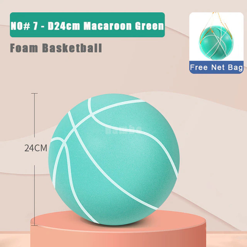 Bouncing Mute Ball Indoor Silent Basketball 24Cm Foam Basketball Silent Soft Ball Size 7 Air Bounce Basket Ball 3/5/7 Sports Toy