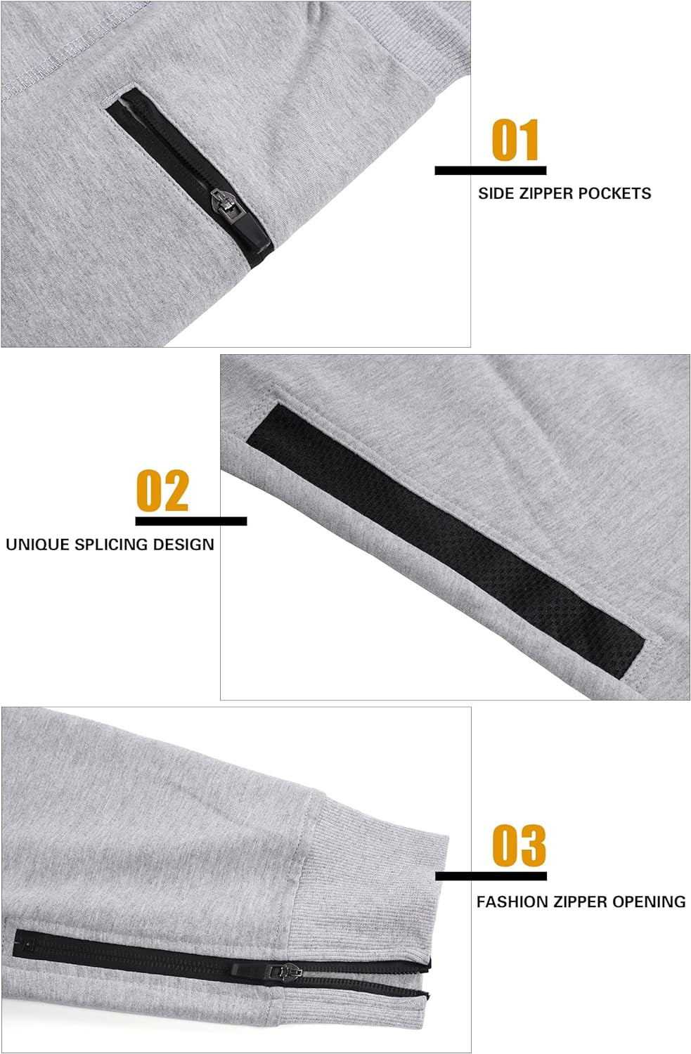 Mens Joggers Pants Tapered Sweatpants Casual Gym Training Workout Pants Slim Track Pant with Zipper Pockets
