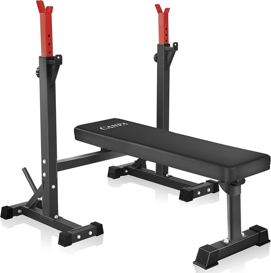 Bench Press,  Olympic Weight Bench with Squat Rack Workout Bench Adjustable Barbell Rack Stand Strength Training Home Gym Multi-Function