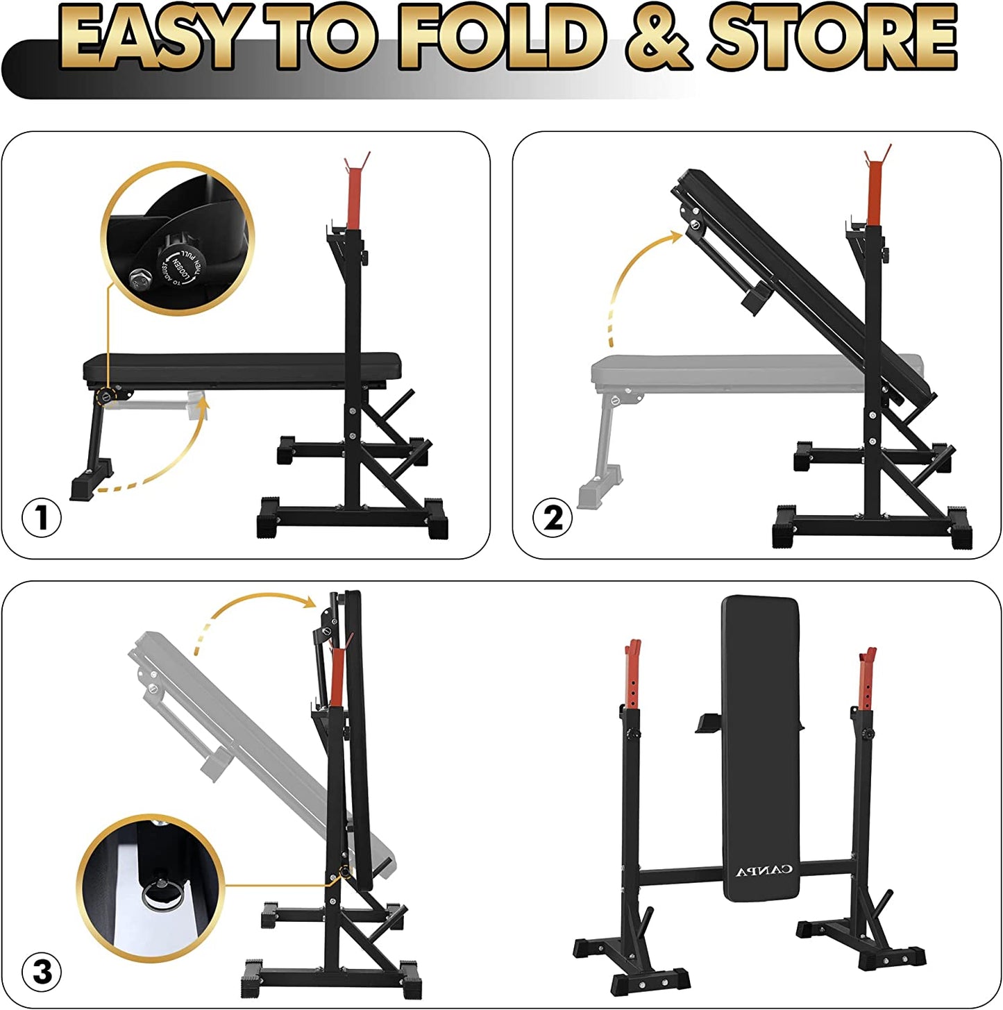 Bench Press,  Olympic Weight Bench with Squat Rack Workout Bench Adjustable Barbell Rack Stand Strength Training Home Gym Multi-Function