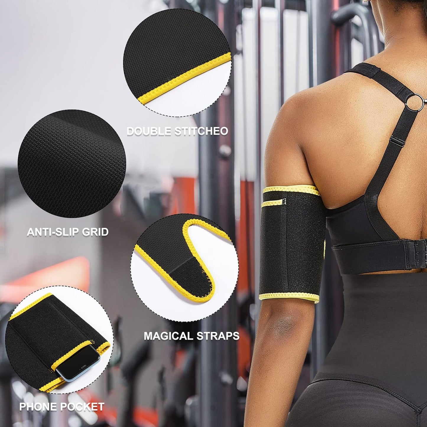 Arm Trimmers for Women Pair Adjustable Sauna Arm Trainer Wraps with Pocket